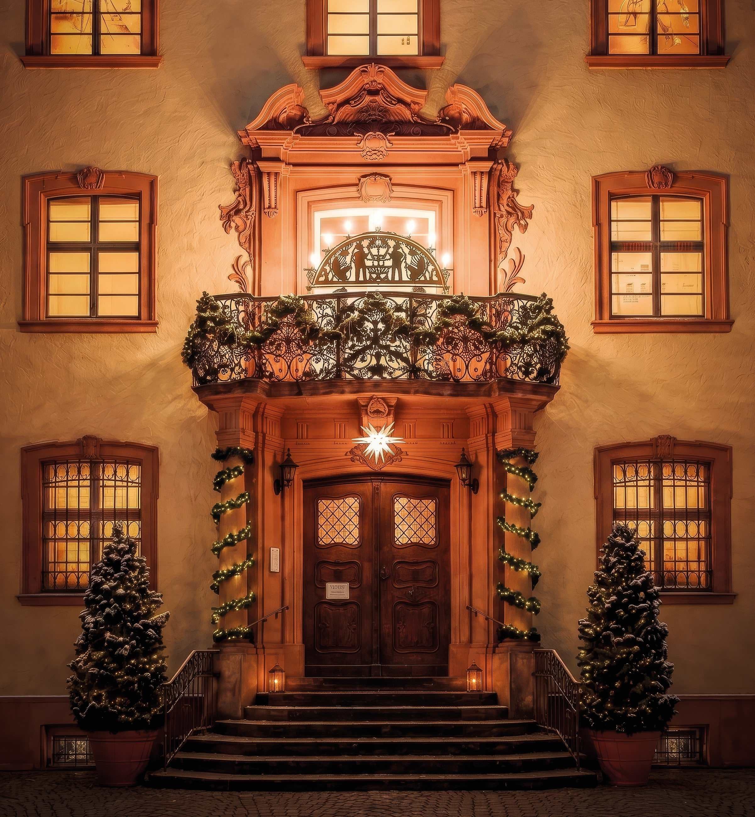 Portal des Elztalmuseums im weihnachtlichem Schmuck.