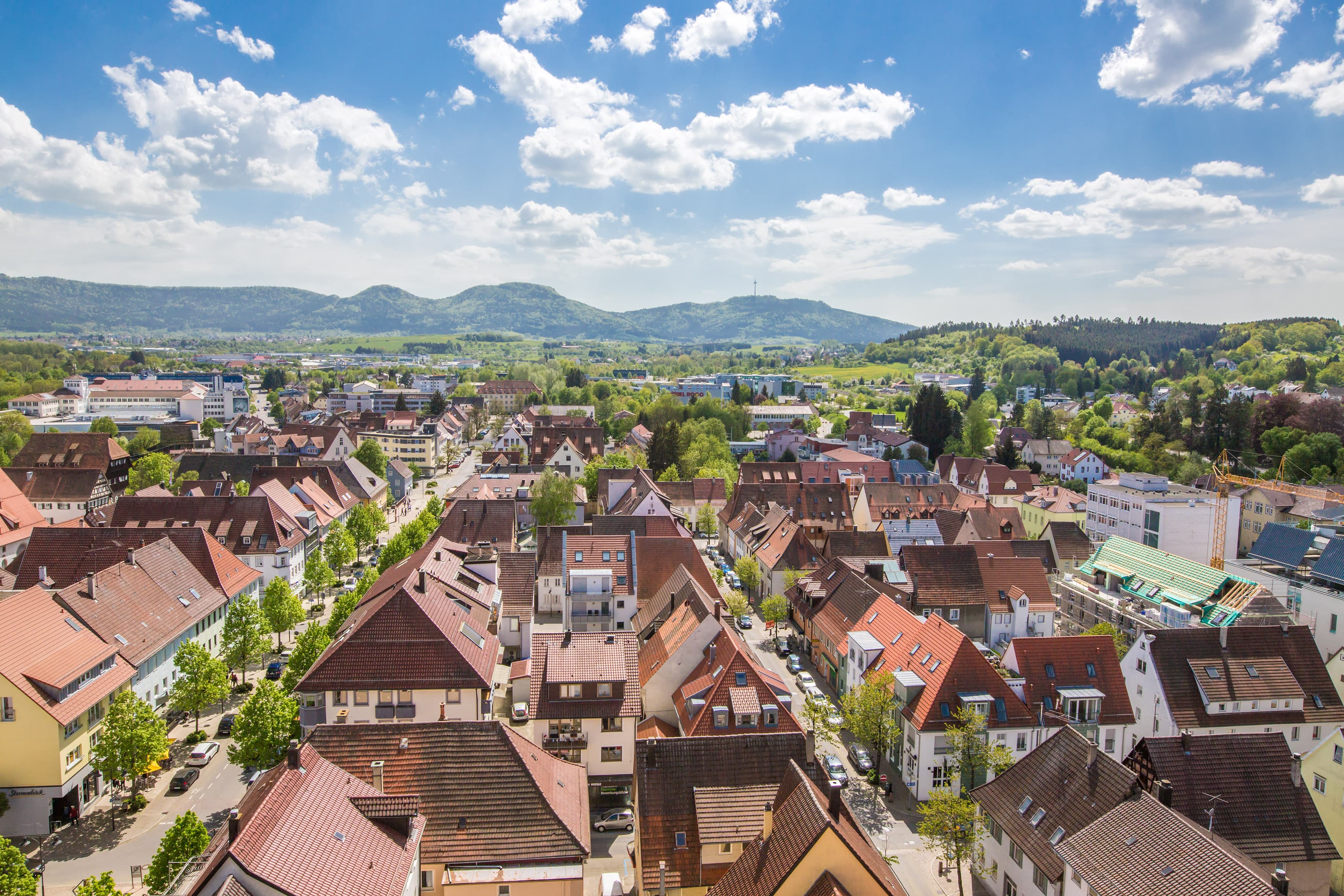 View over Balingen to the Balingen mountains